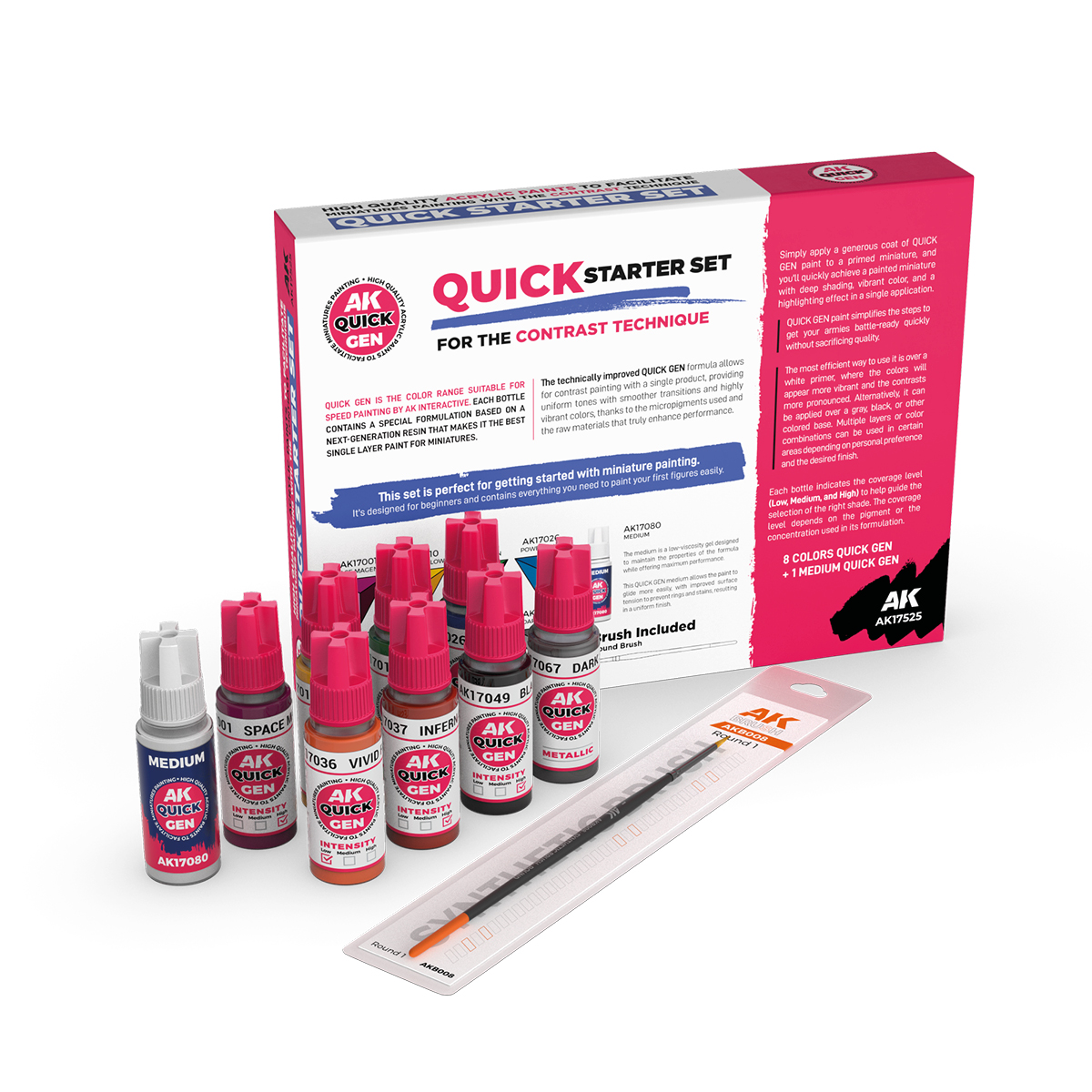AK17525 Quick Starter Set (8 Quick Gen +1 Medium + 1 Brush) - Quick Gen Set