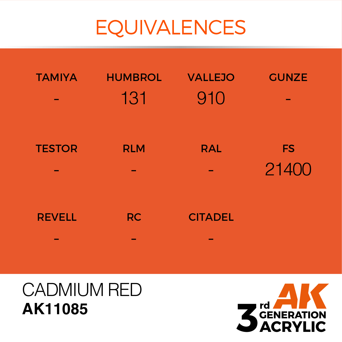 AK11085 Cadmium Red (3rd-Generation) (17mL)