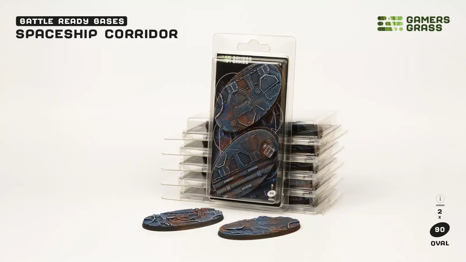 Spaceship Corridor Bases - Oval 90mm (x2)
