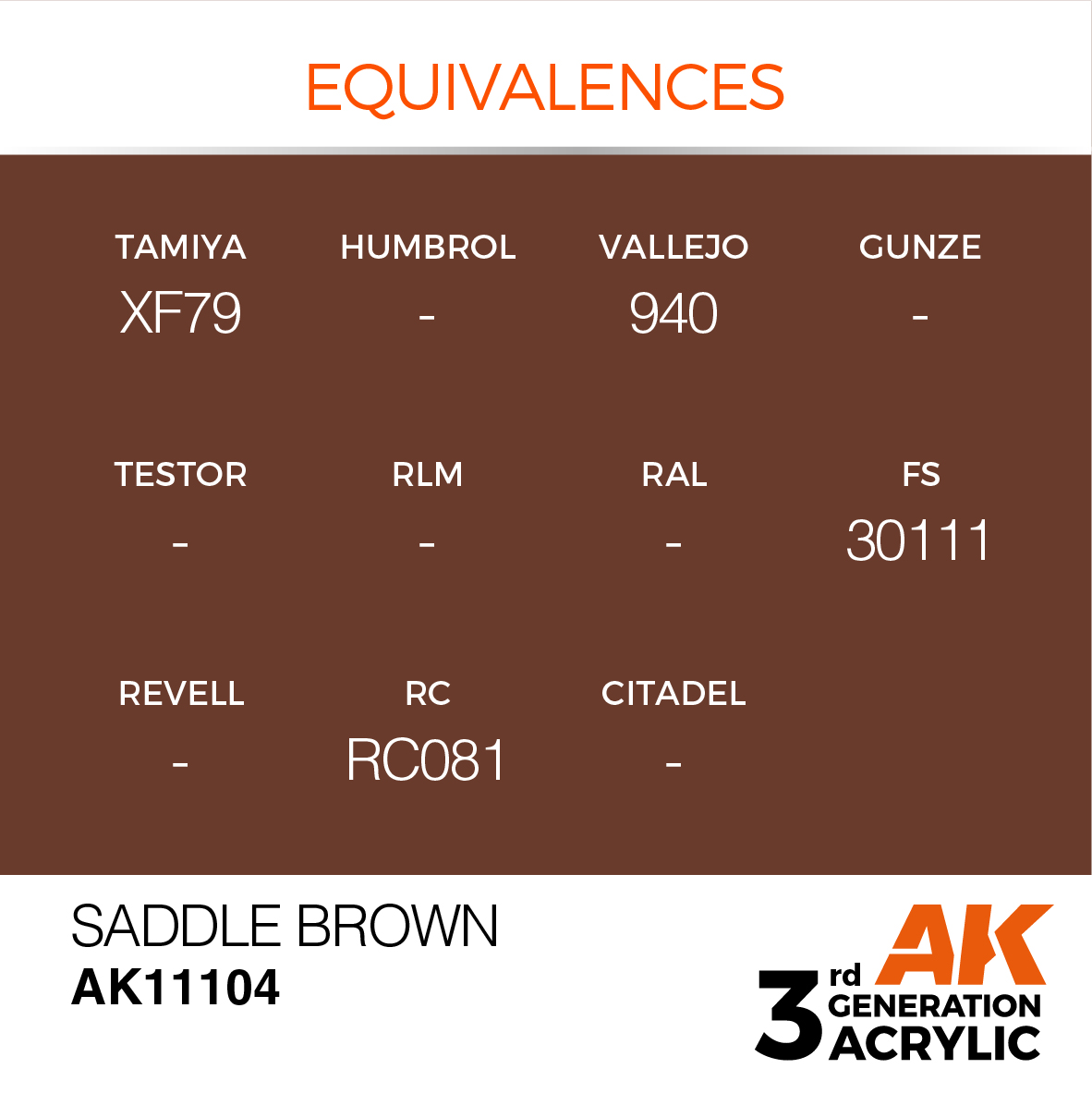 AK11104 Saddle Brown (3rd-Generation) (17mL)