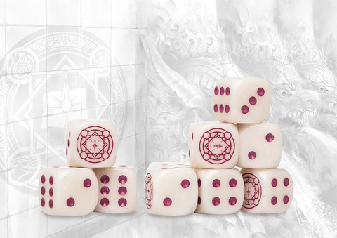 Sorcerer Kings Logo on Royal Magenta Marbled Dice - 24 per pack