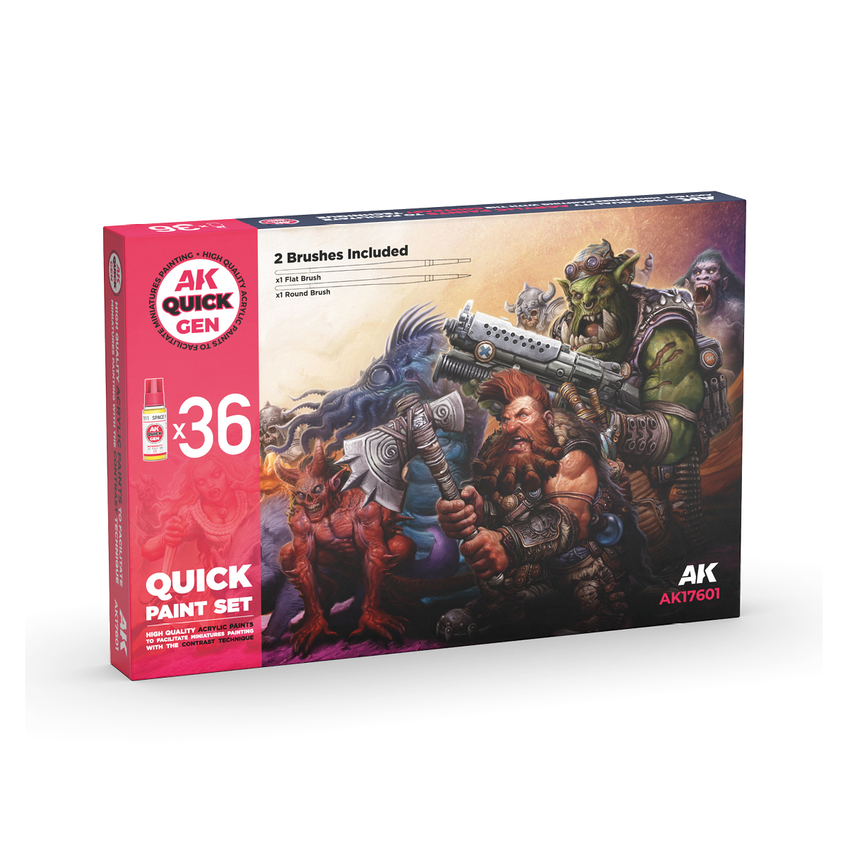 AK17601 Quick Paint Set (36 Quick Gen + 2 Brushes) - Quick Gen Set