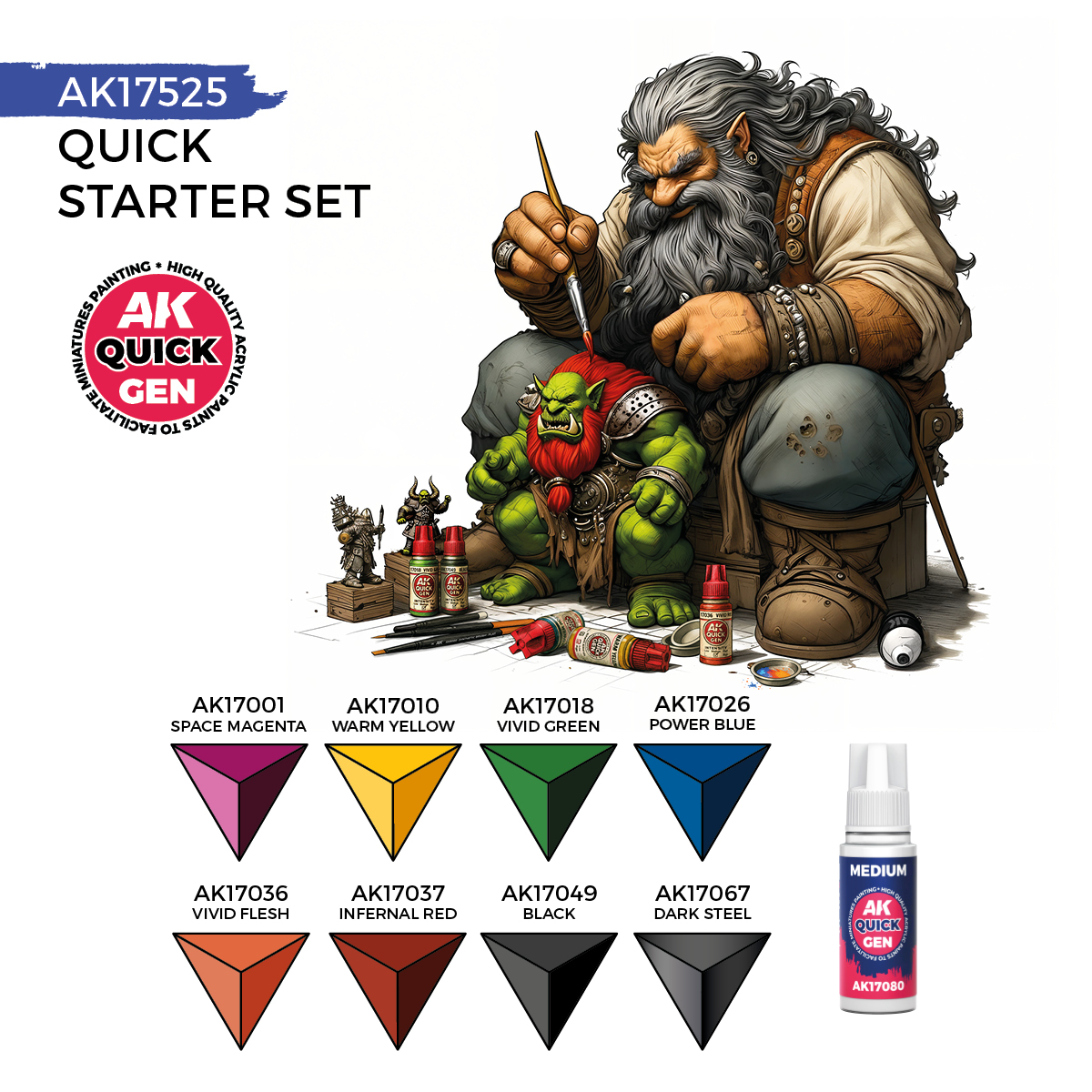 AK17525 Quick Starter Set (8 Quick Gen +1 Medium + 1 Brush) - Quick Gen Set