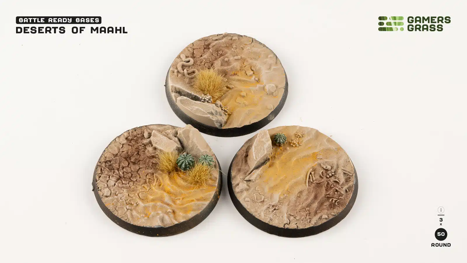 Deserts of Maahl Bases - Round 50mm (x3)