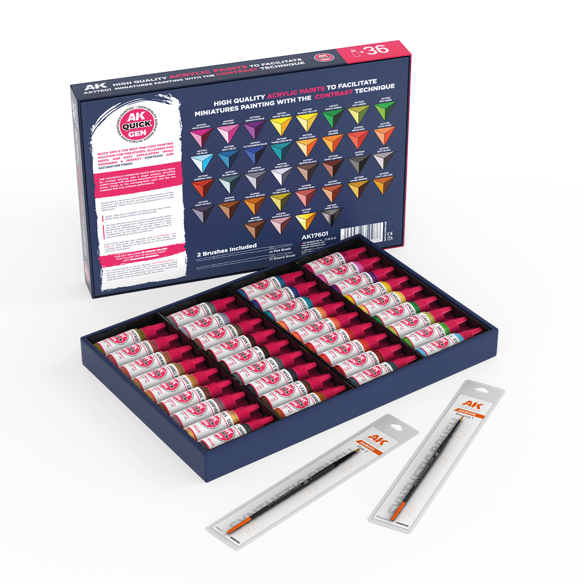 AK17601 Quick Paint Set (36 Quick Gen + 2 Brushes) - Quick Gen Set