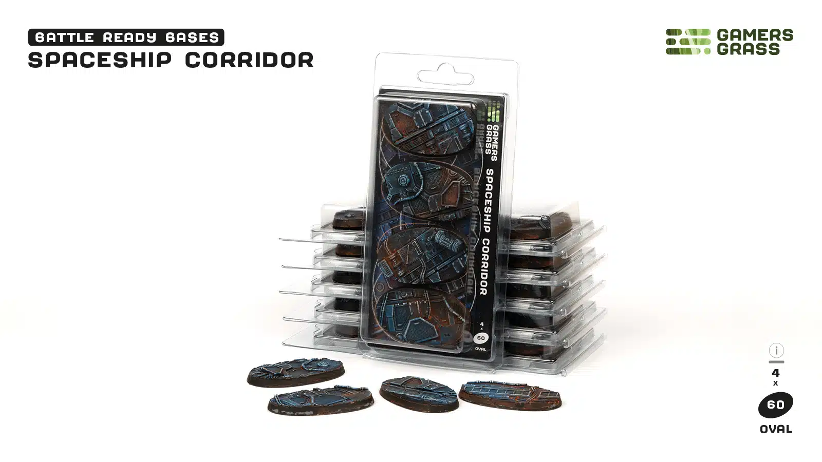 Spaceship Corridor Bases - Oval 60mm (x4)
