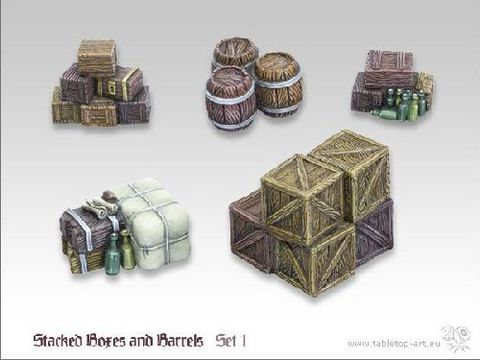 Stacked Boxes And Barrels - Set 1 (5)